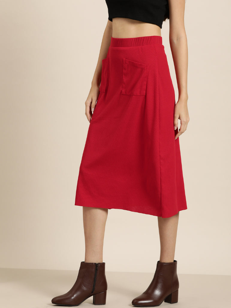 Red rib skirt