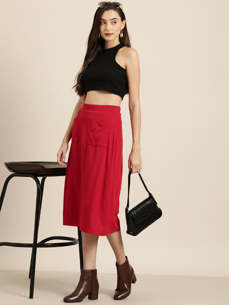 Red rib skirt