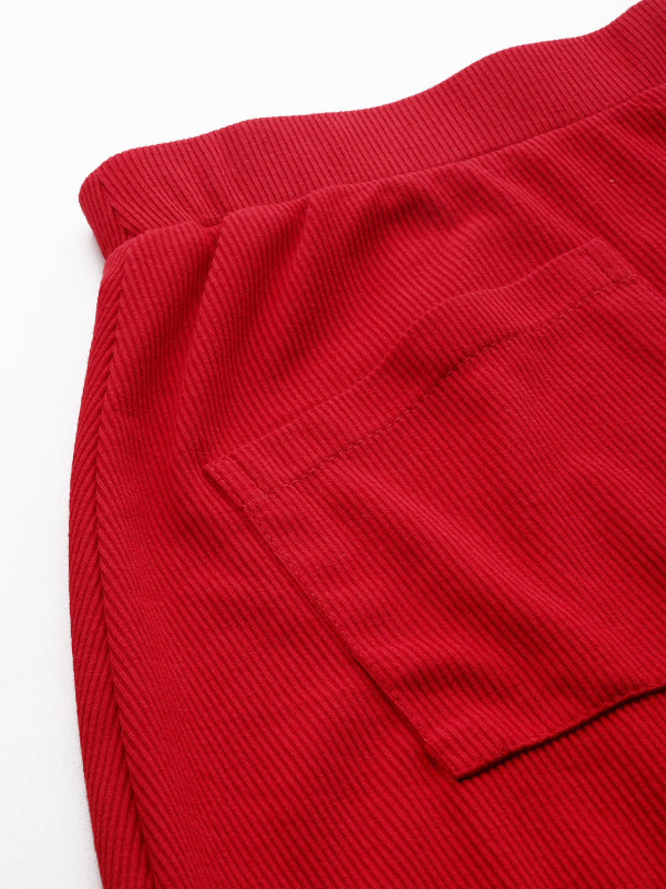 Red rib skirt