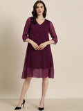 wine georgette dress for women in sizes XXS to 5XL