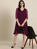 wine georgette dress — styled look