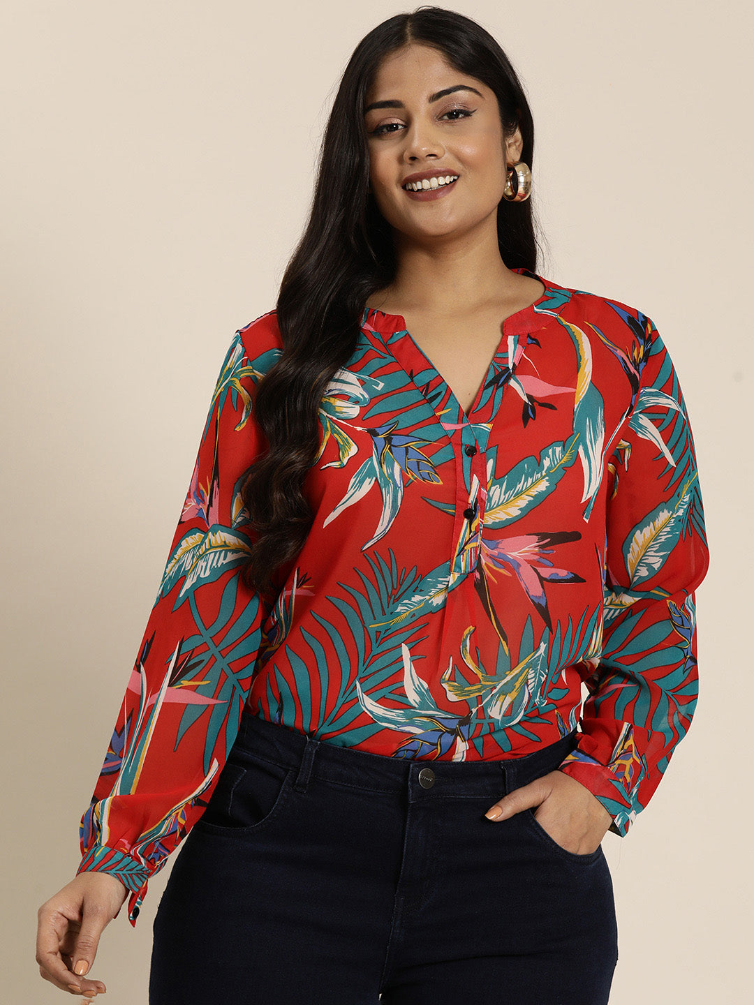 Red Tropical print Shirt