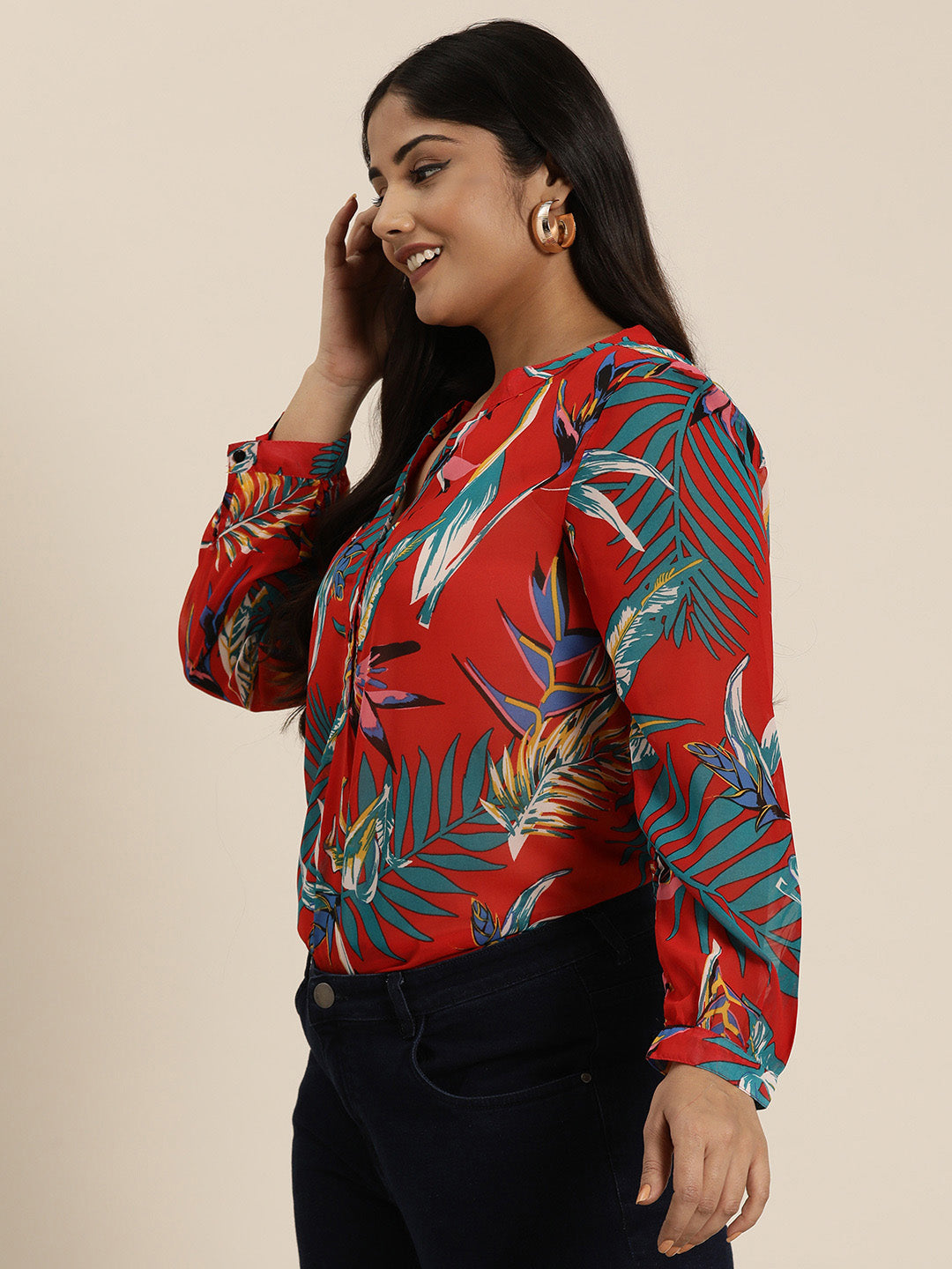 Red Tropical print Shirt