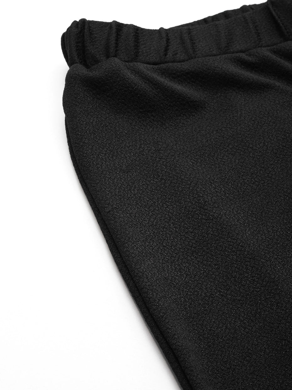 Black lycra straight skirt with side slits