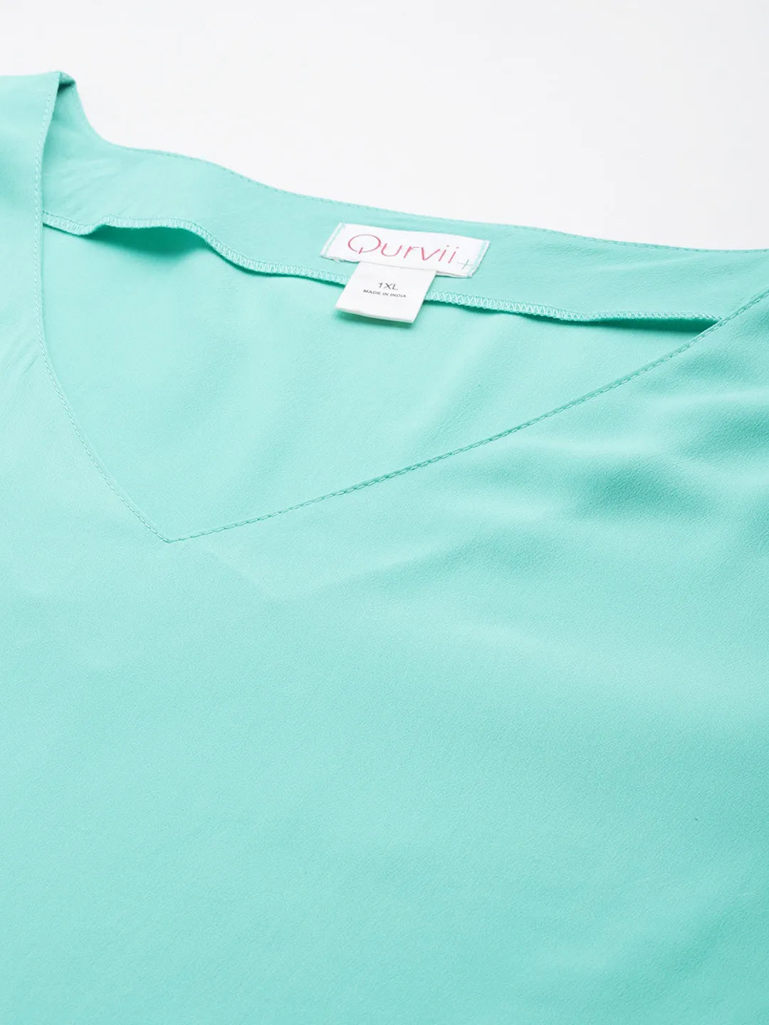 Turquoise Top With stylish Mesh Bell Sleeves