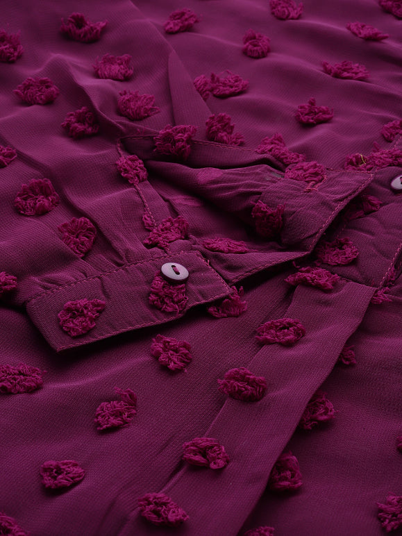 Purple swiss dott half placket shirt