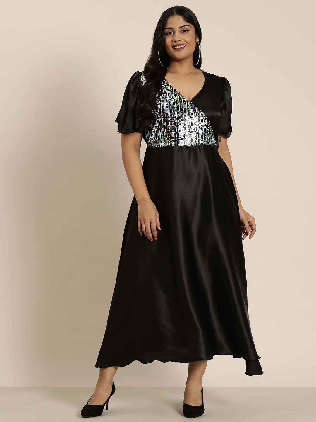 Black Satin Party Dress