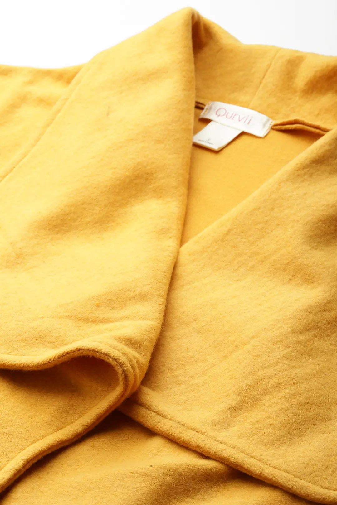 Bagatelle Drape Yellow Fleece Jacket Complete your contemporary look with an open-front short jacket