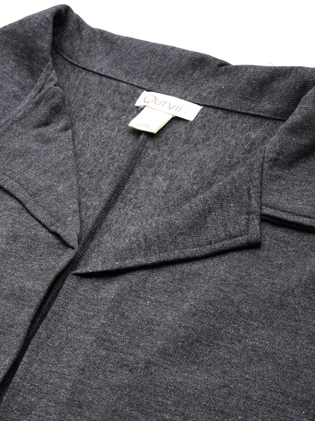Solid Charcoal gray fleece long jacket
