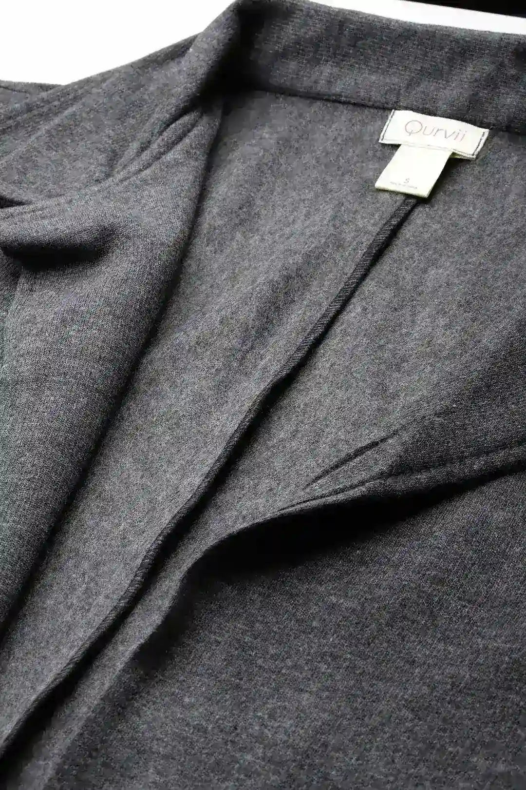 Solid Charcoal gray fleece long jacket