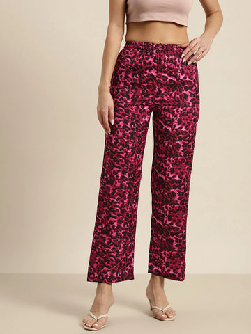 Wine and black leopard print trousers