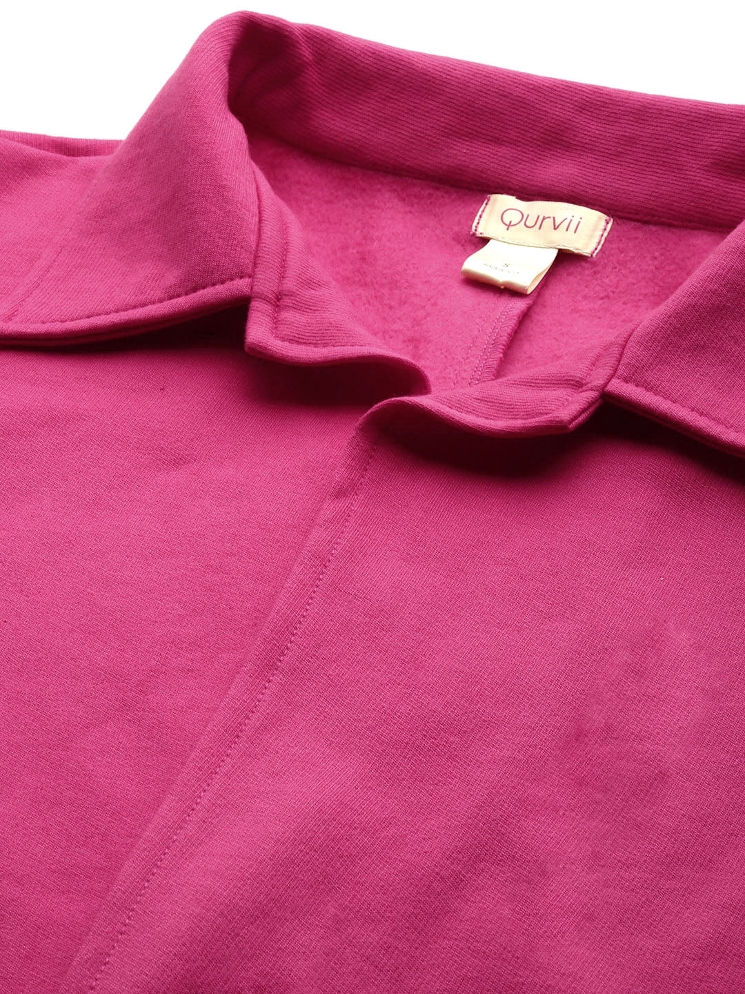 Front Open Magenta fleece long Coat