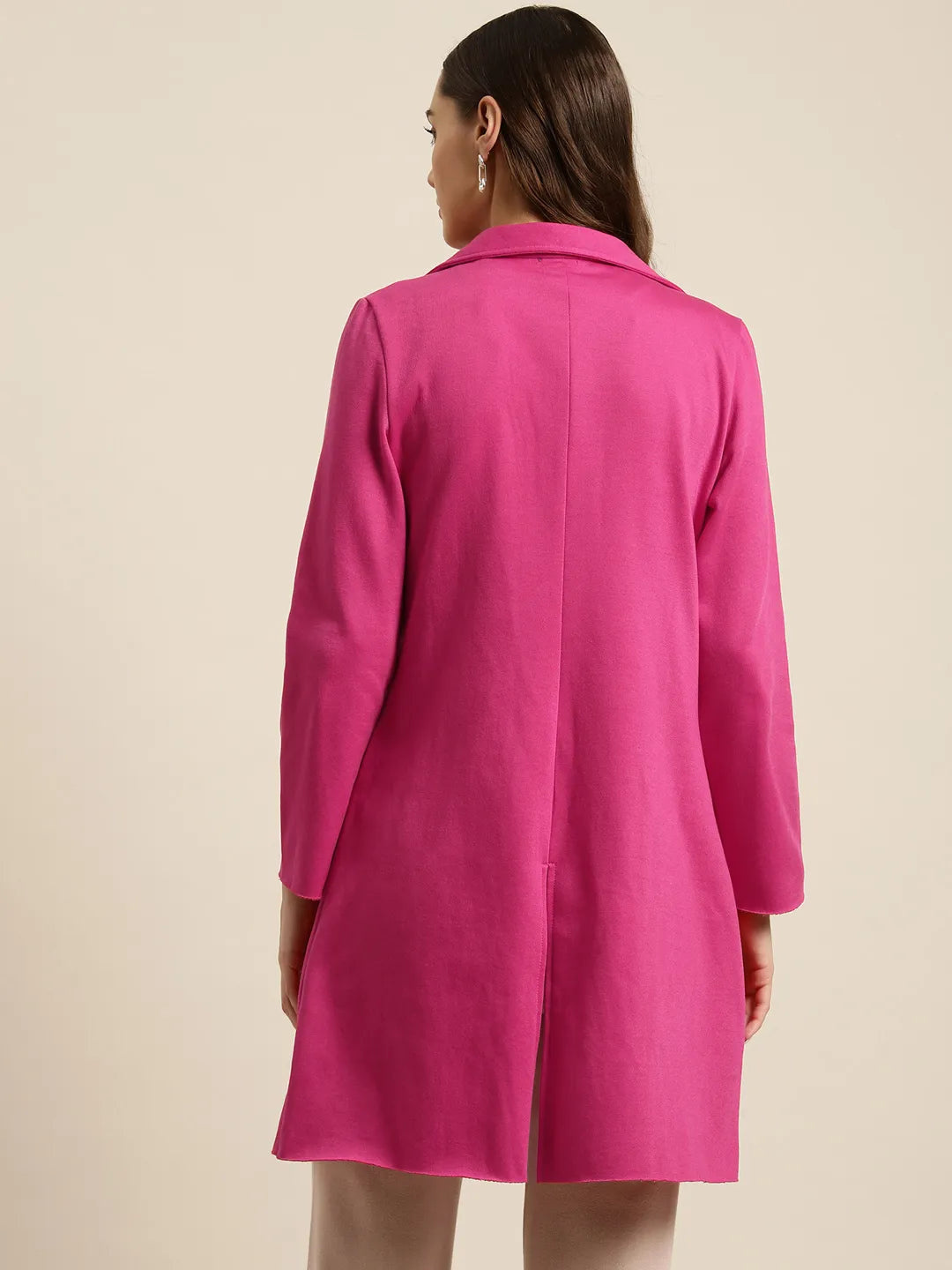 Front Open Magenta fleece long Coat