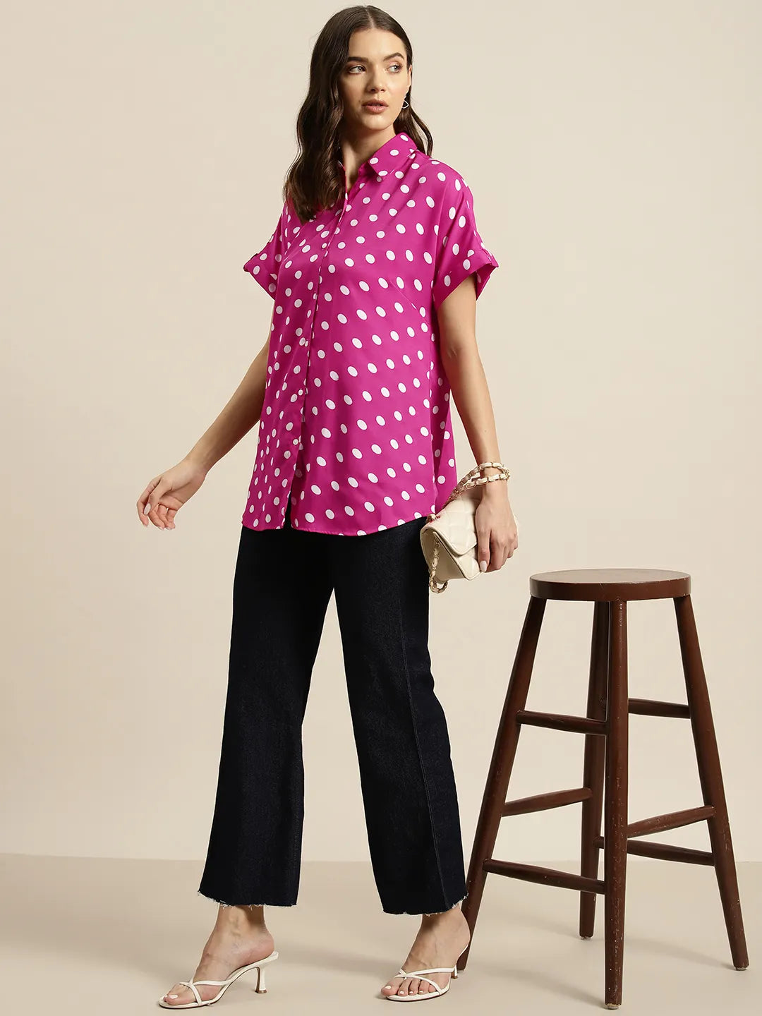 Magenta Polka dot Resort shirt