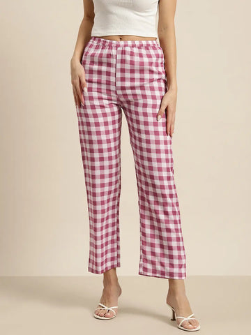 Pink & White check pants