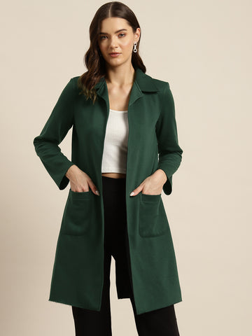 Olive fleece long jacket