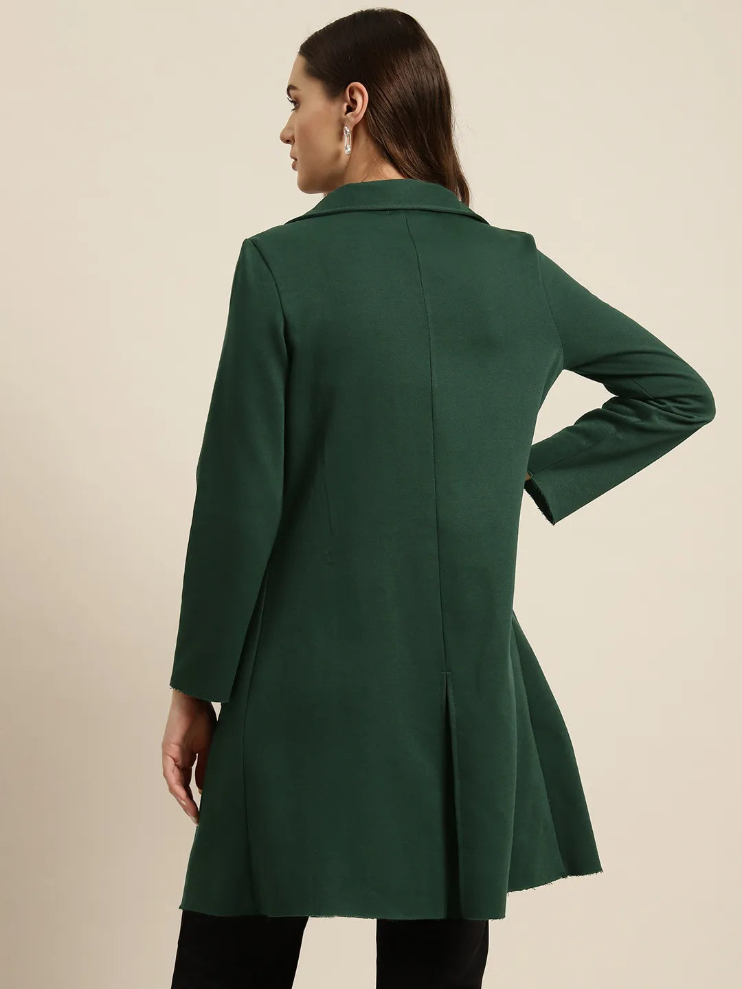 Olive fleece long jacket