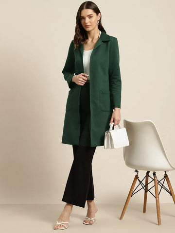 Olive fleece long jacket