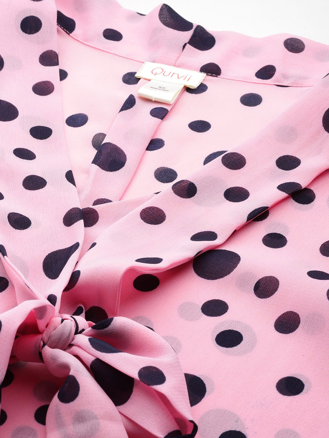 Pink & black polka tie top