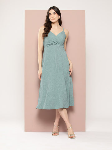 Stylish Sea green midi dress.