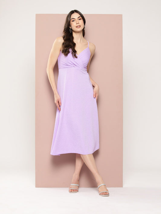 Stylish Lavender midi dress.
