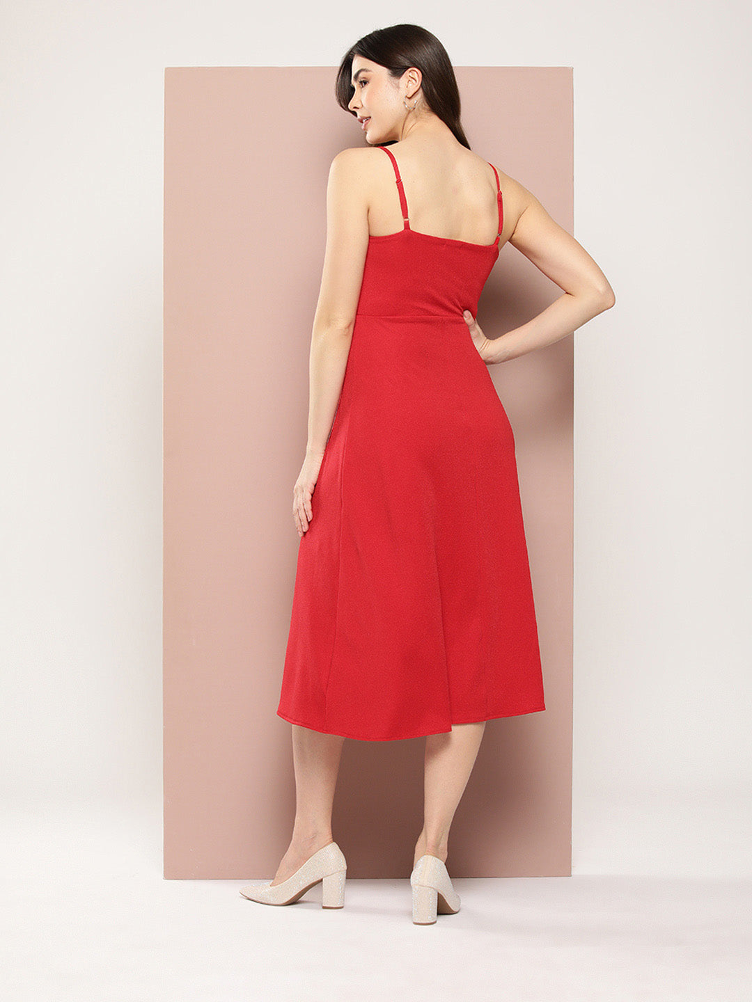 Stylish Red midi dress.