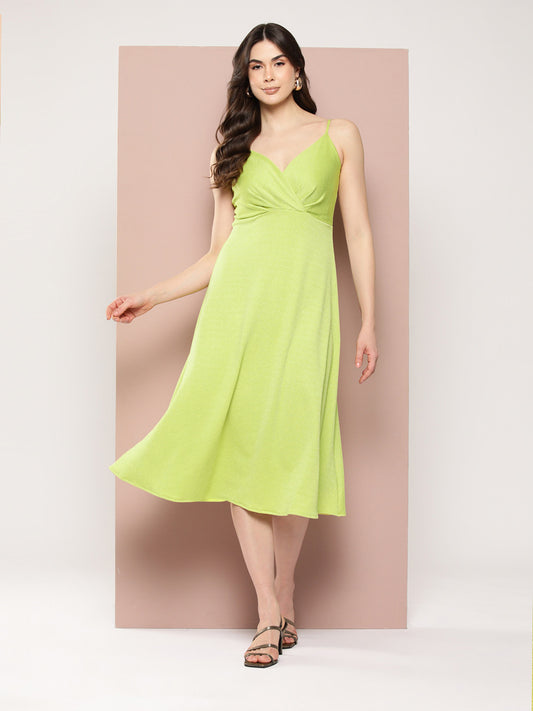 Stylish Neon green midi dress.