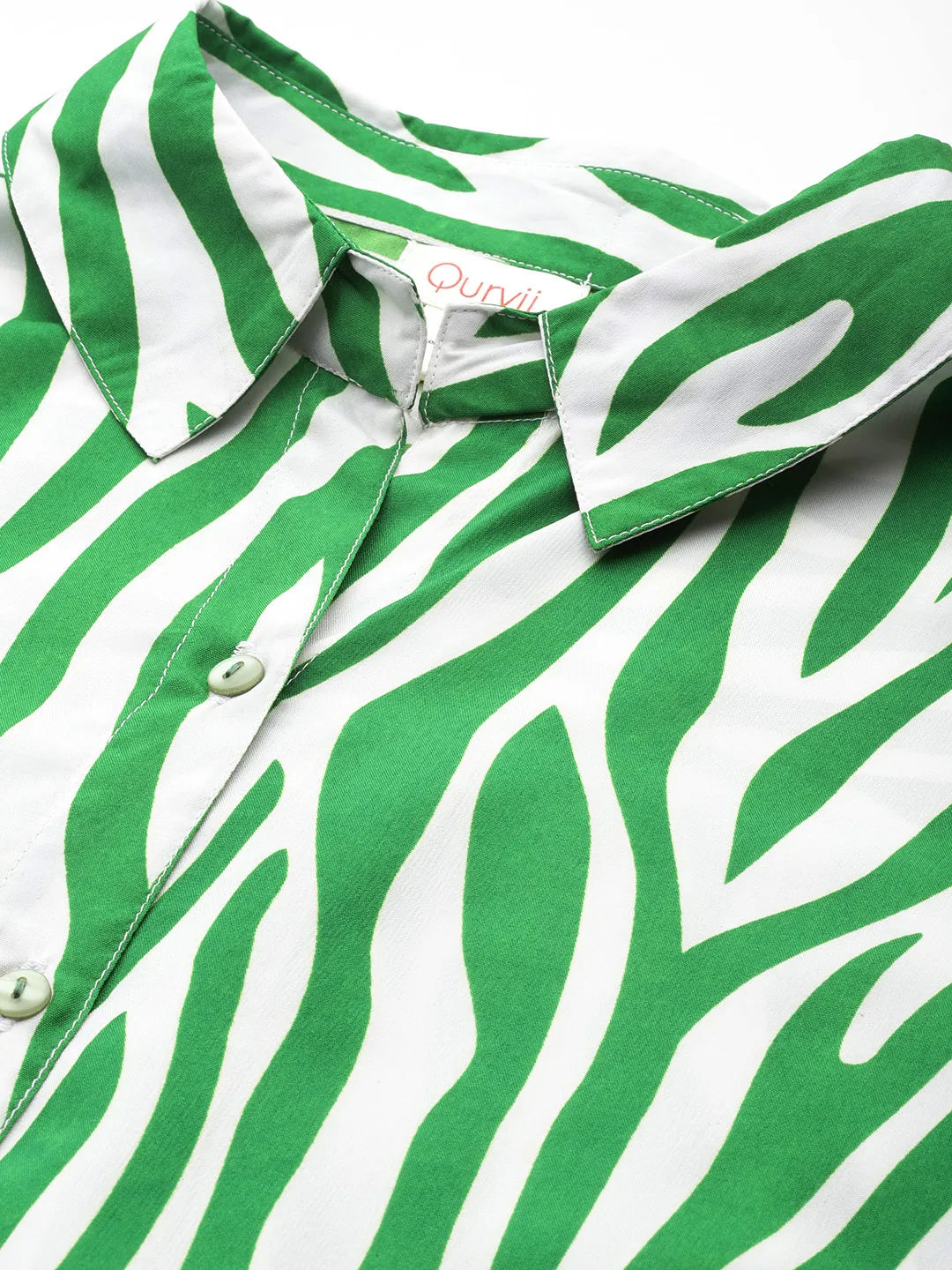 Forest Green Zebra print full placket Resort shirt