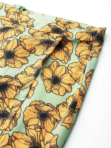 Pista Green floral A-line long skirt