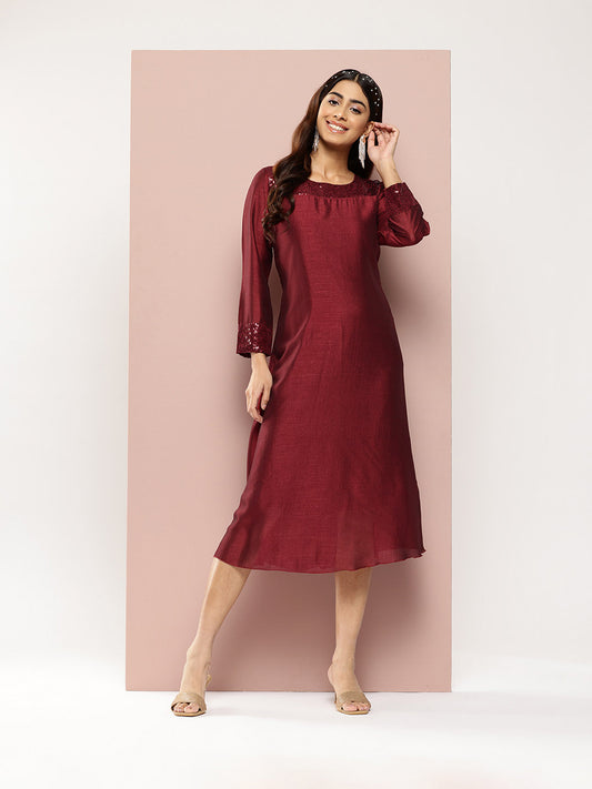 Maroon Silk long dress