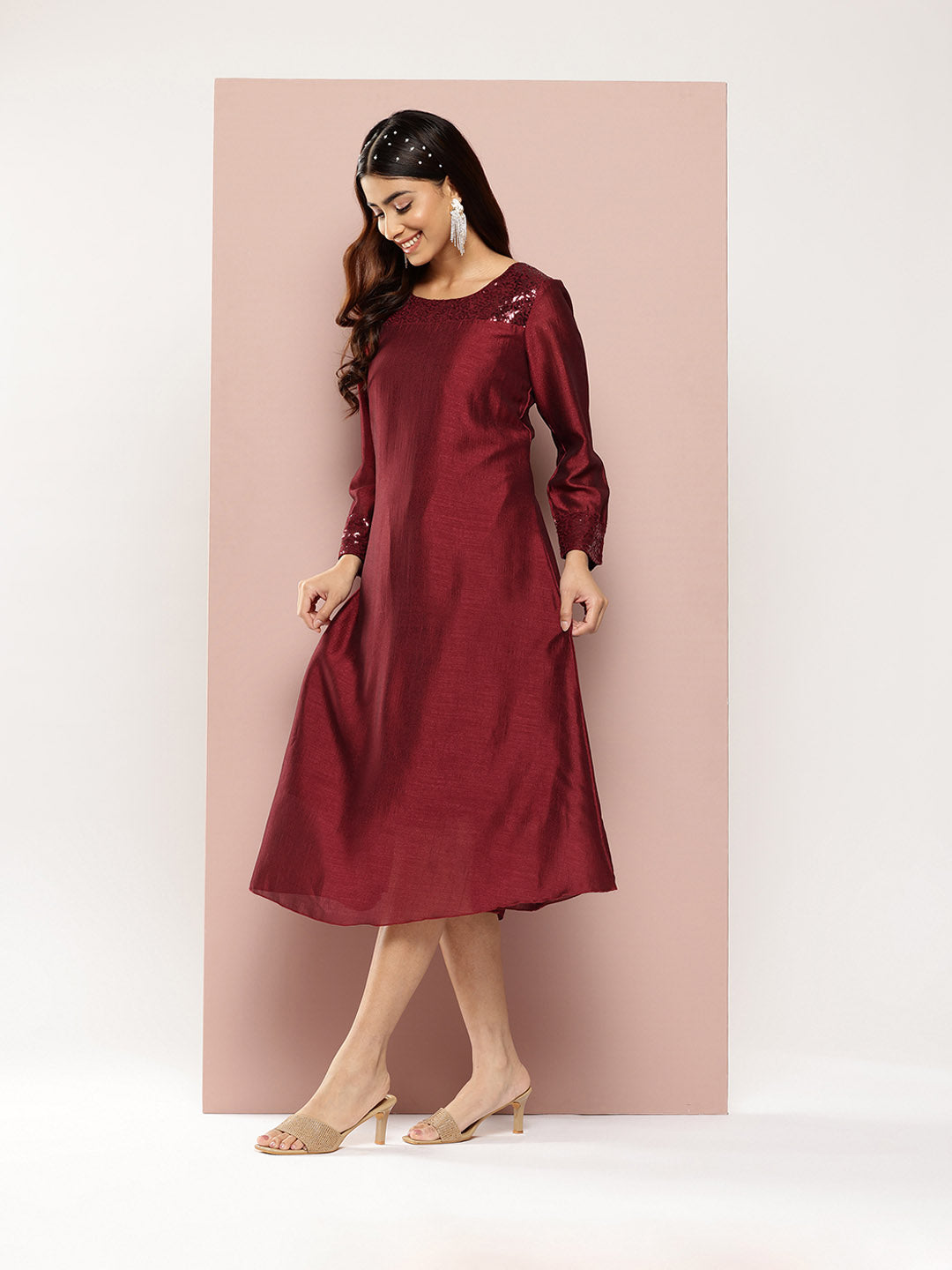 Maroon Silk long dress