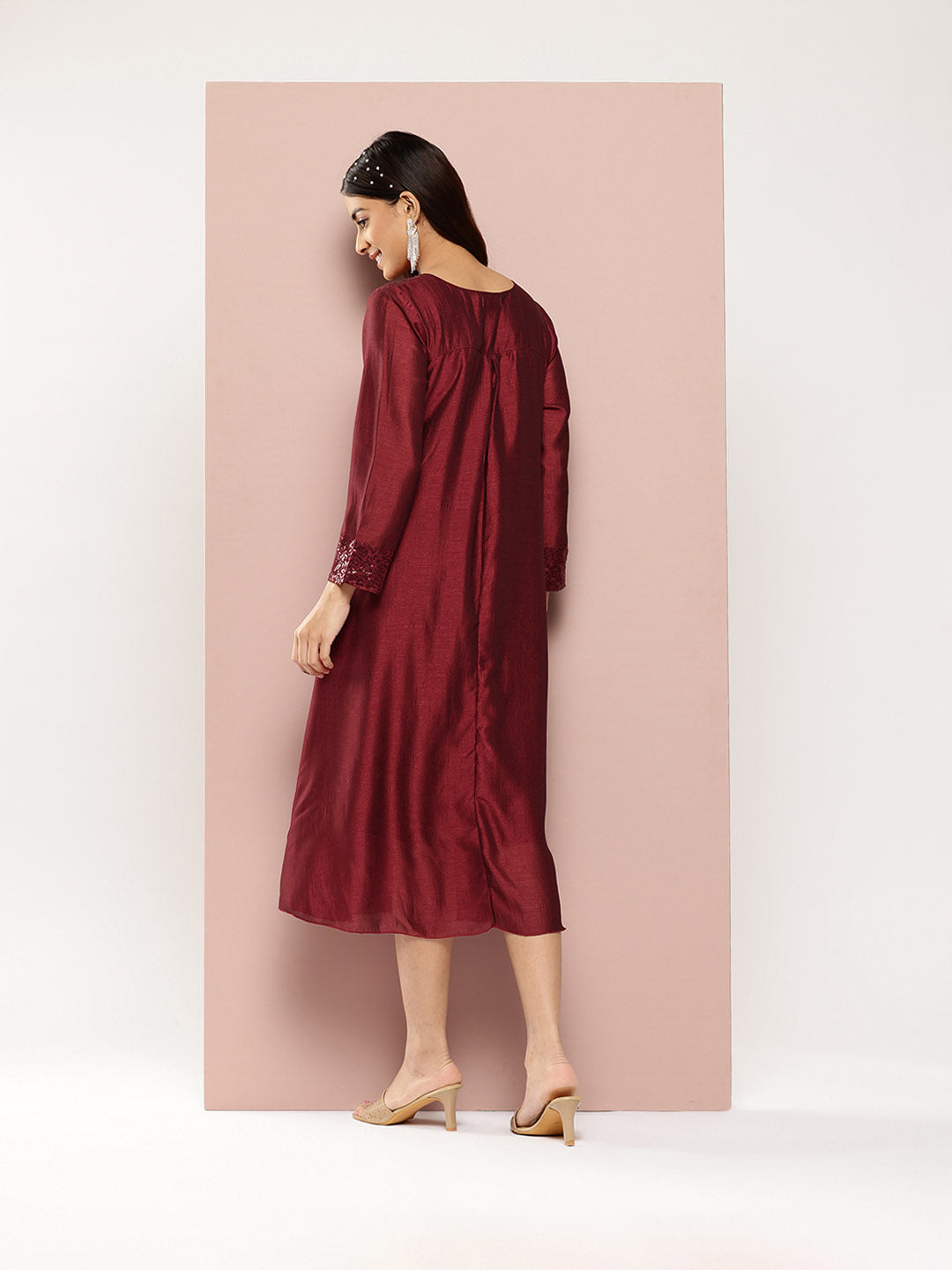 Maroon Silk long dress