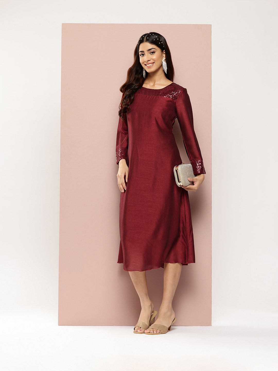 Maroon Silk long dress