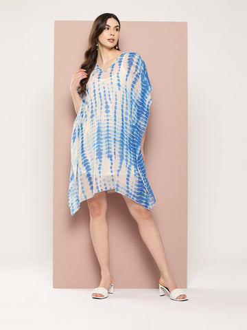 Blue and white tie dye Kaftan dress