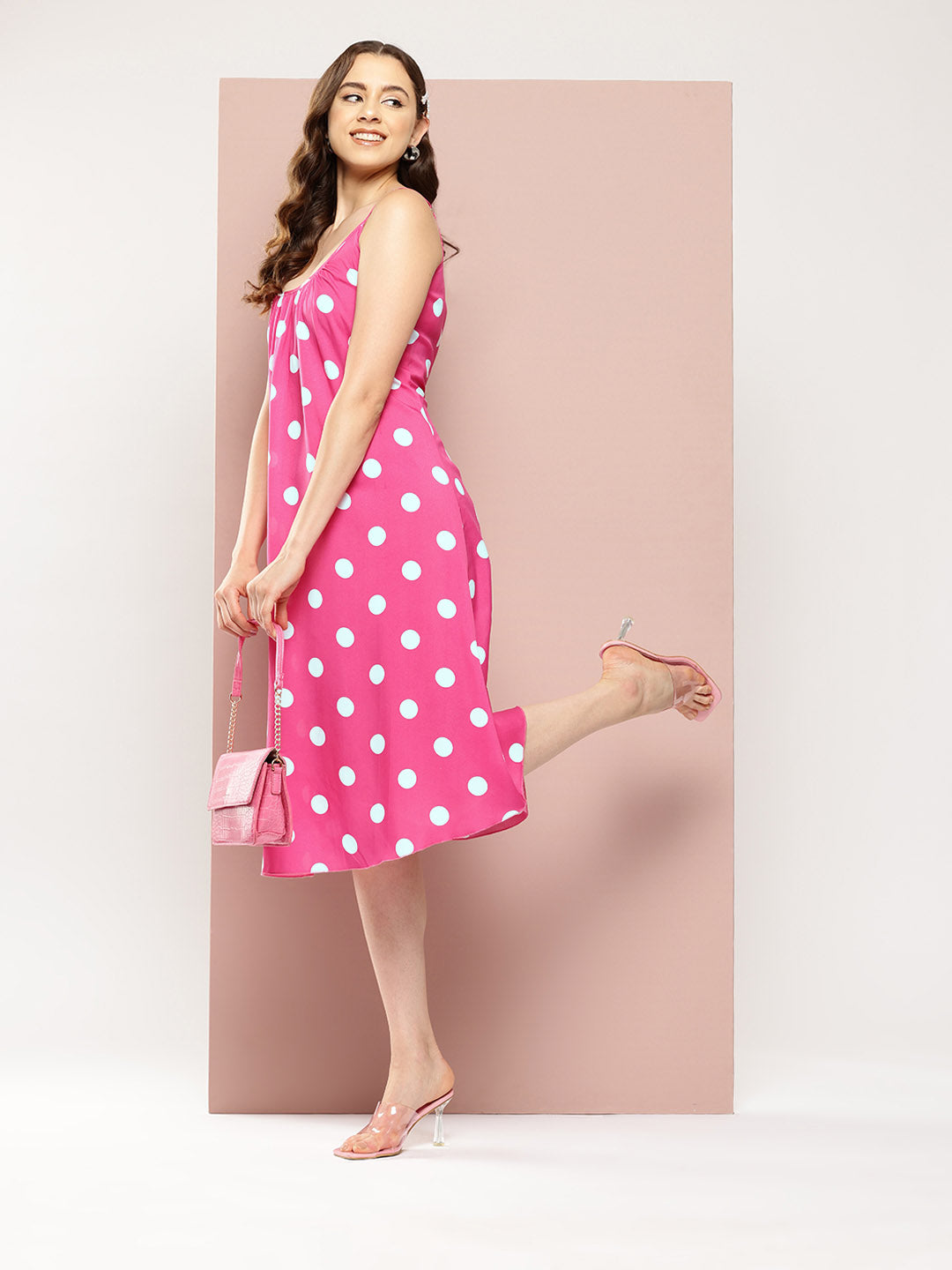 Pink Polka Dot Dress strappy dress