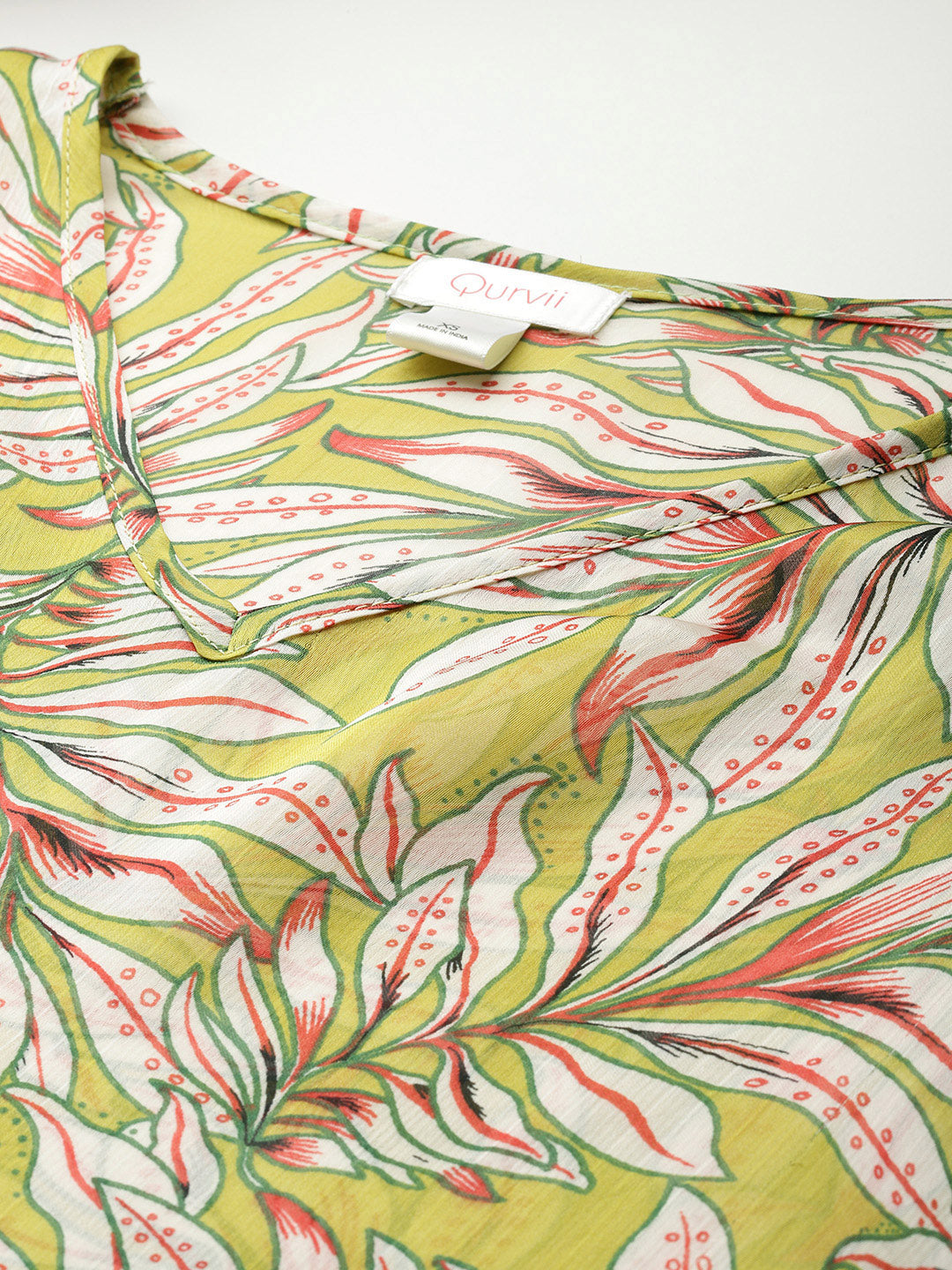 Neon green tropical print kaftan