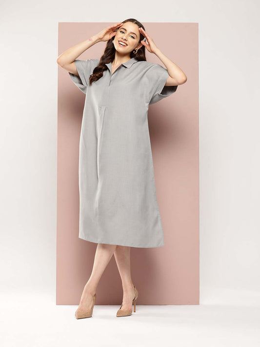 Grey cotton slub oversize dress.