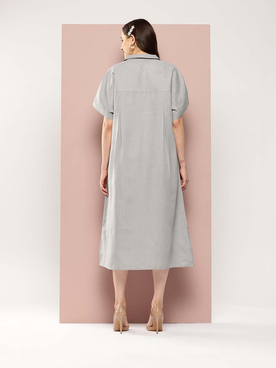 Grey cotton slub oversize dress.