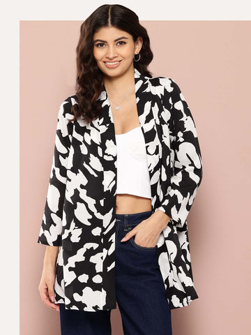 Black and white cow print shrug