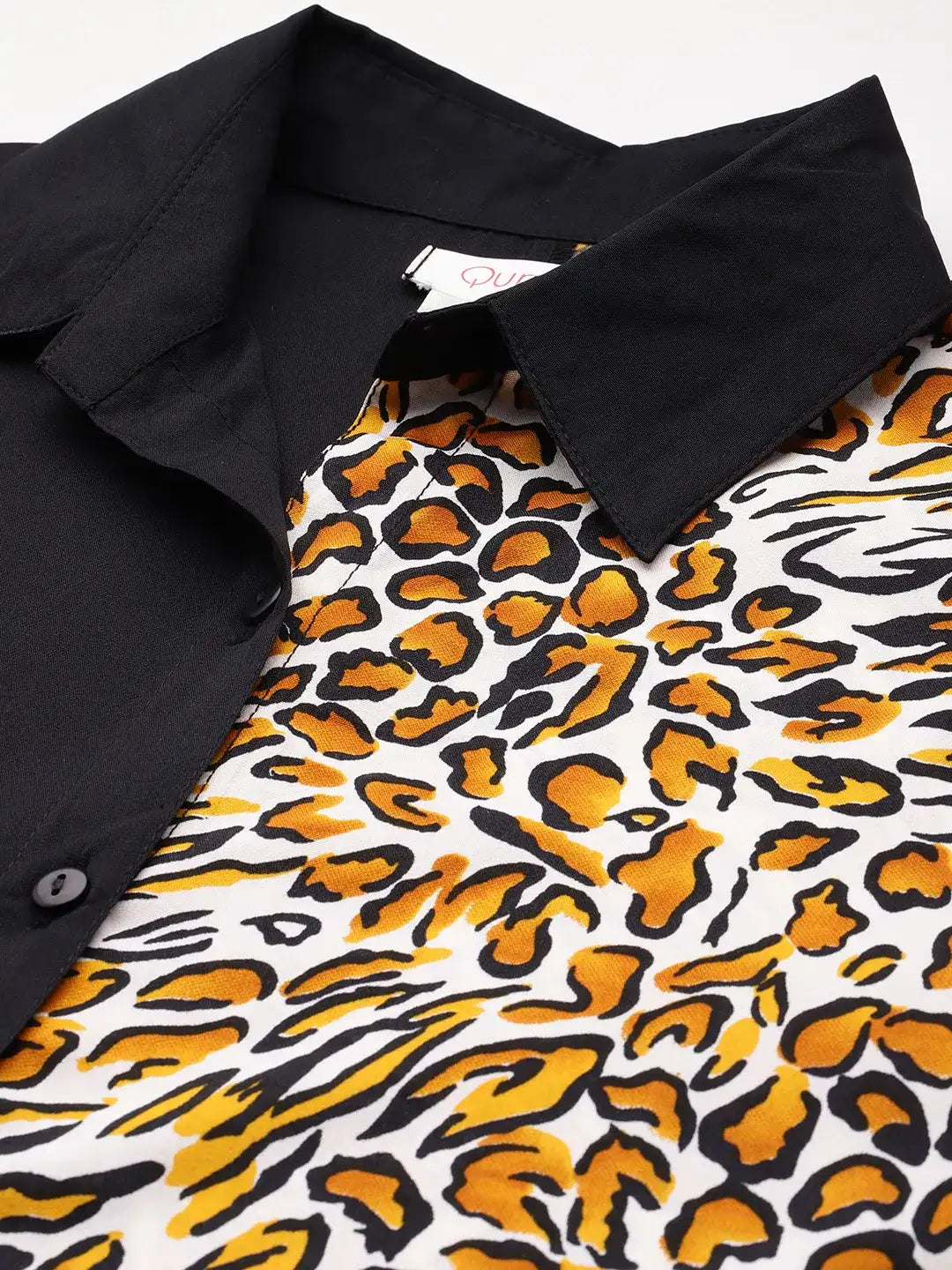 Black and Mustard colorblock shirt with 3/4 sleeves