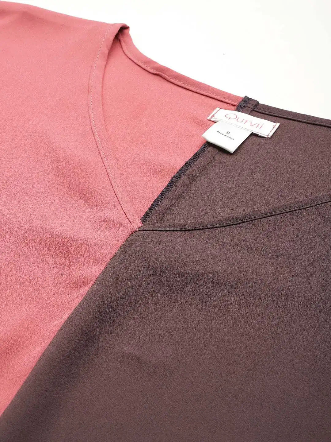 V-shape hemline color block Kimono top
