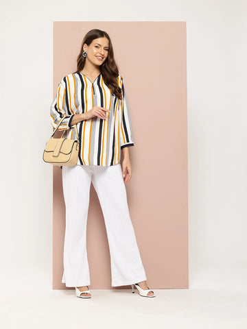 V-Neck Vertical Stripe Top
