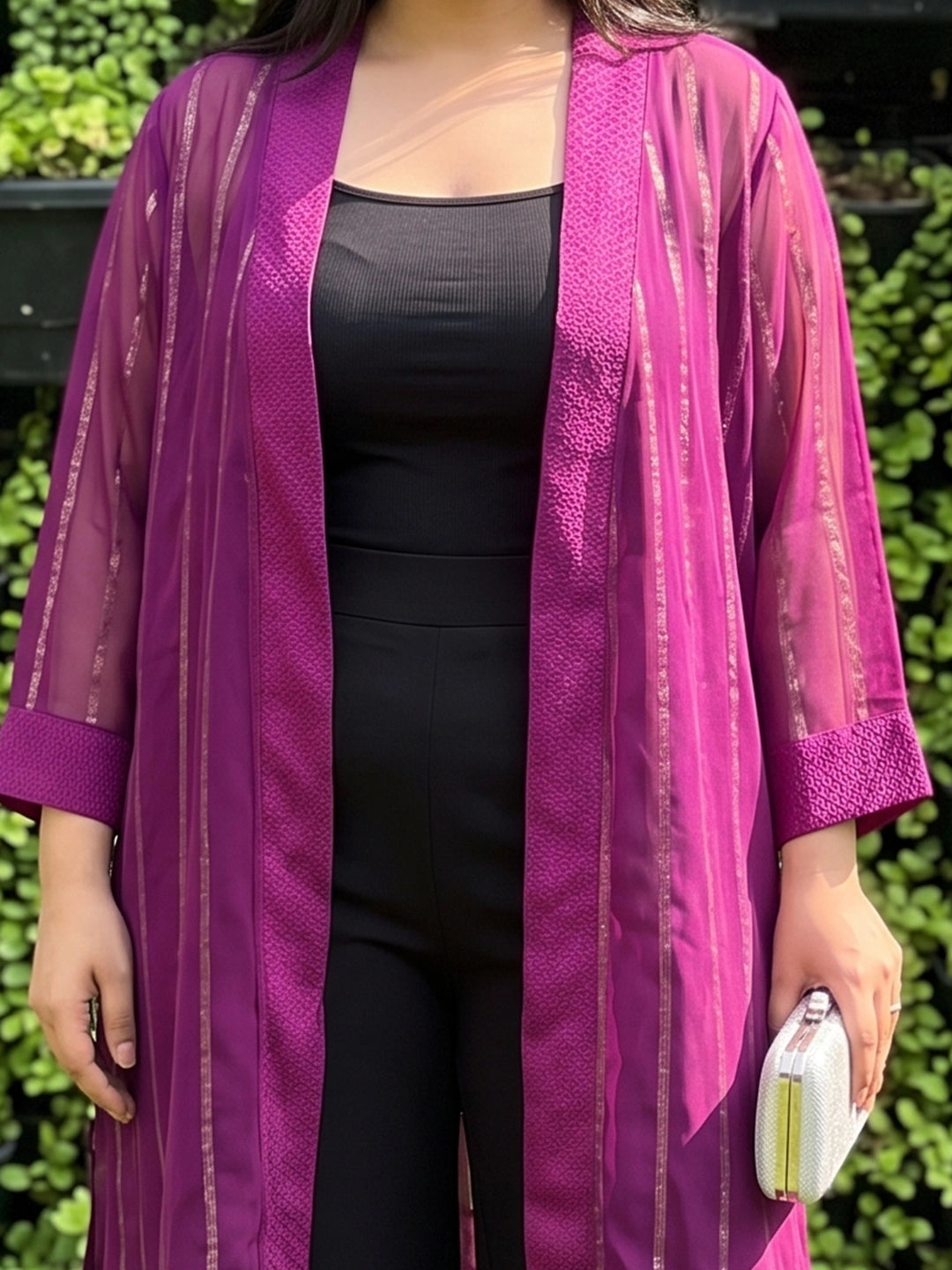 Festive Burgundy georgette Lurex shrug