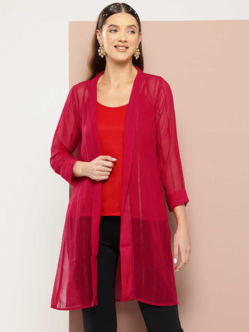 Red georgette festive party shrug