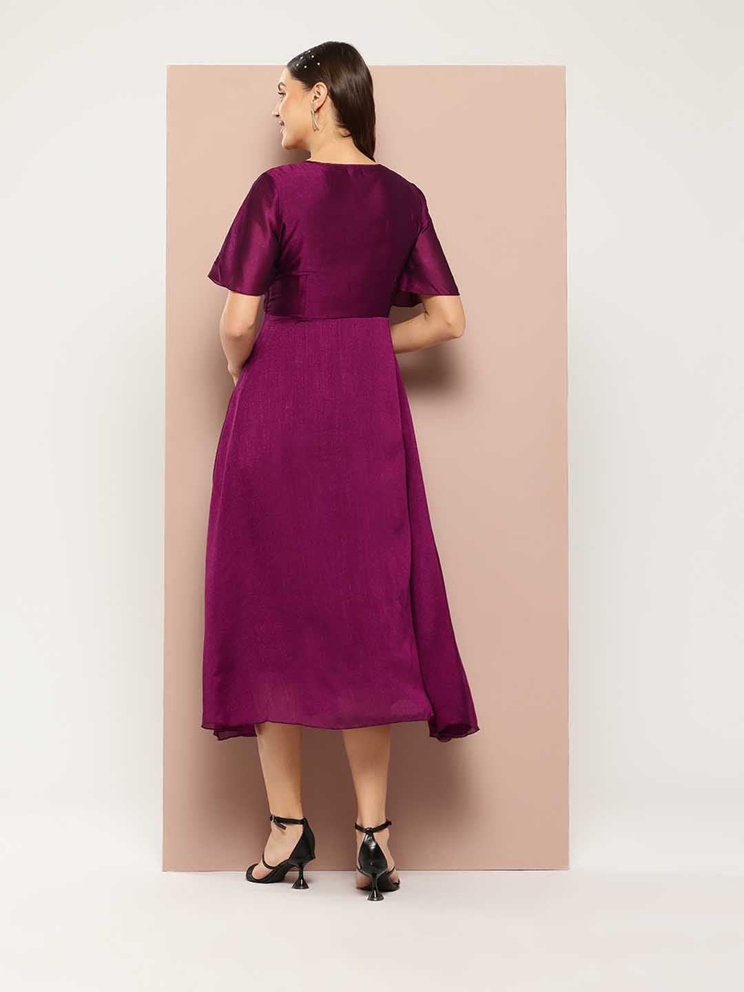 Sequins Yoke Wine party Maxi dress