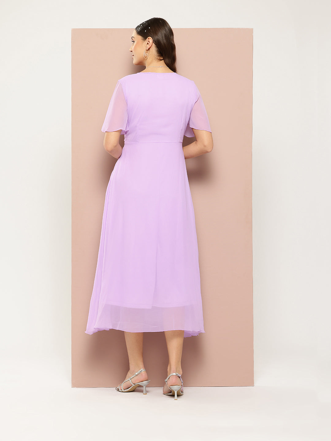 Lavender Sequins Yoke party Maxi dress