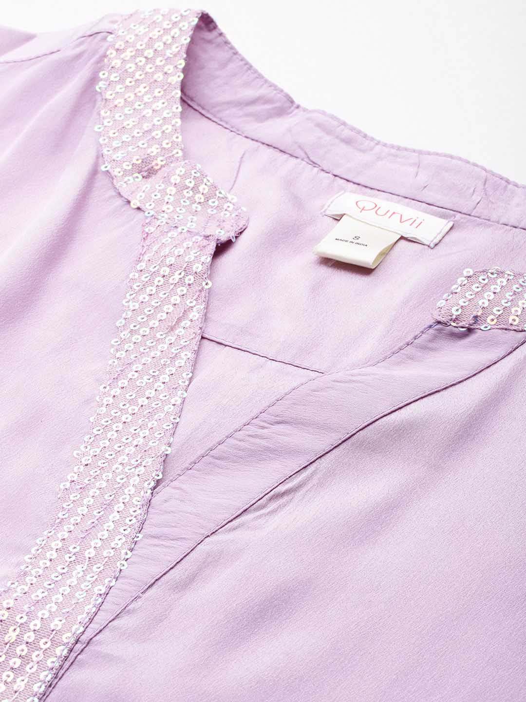 Festive party Lavender silk half placket shirt