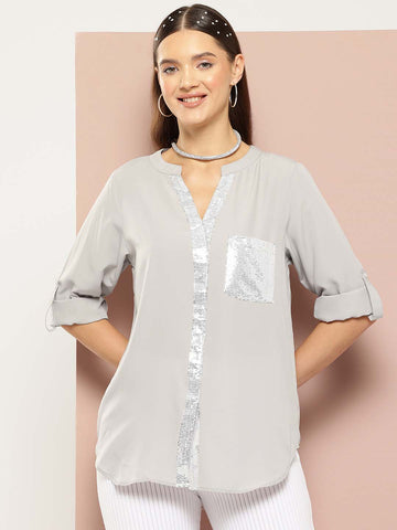 Sequins Embellished Party Shirt