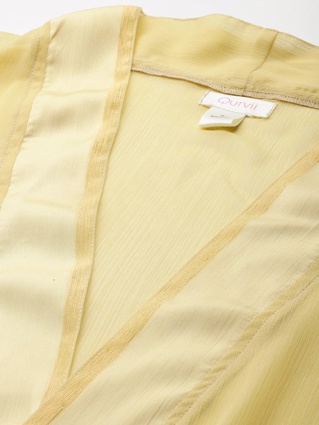 Yellow shimmery georette embelished party shrug