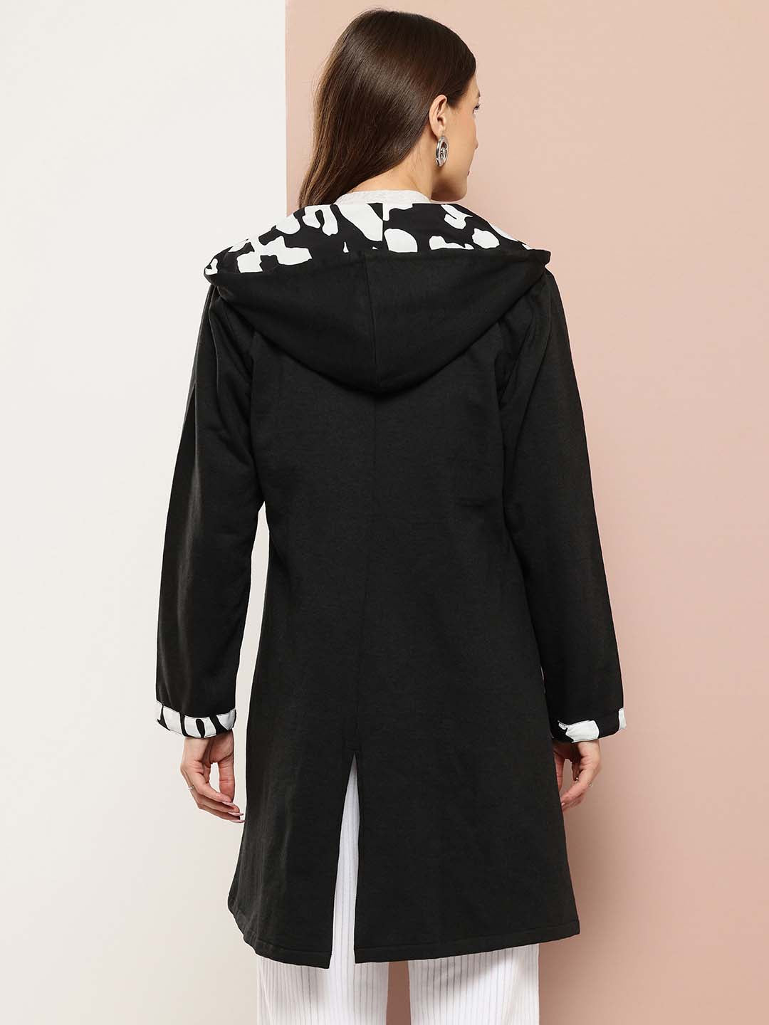 Long Jacket With Printed Hoddie